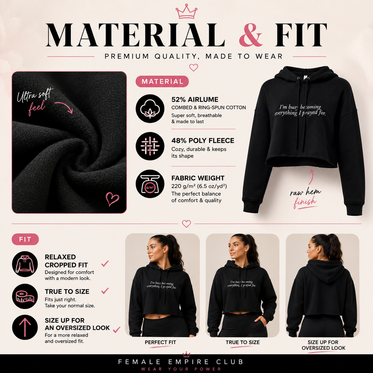 Becoming Her™ |  Premium Crop Hoodie