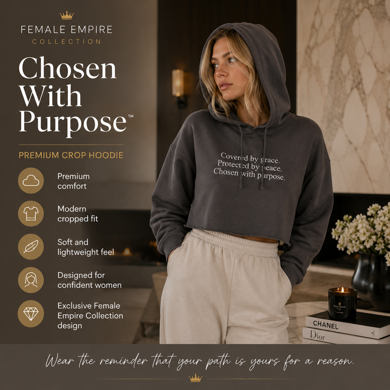 Chosen With Purpose™ | Premium Crop Hoodie