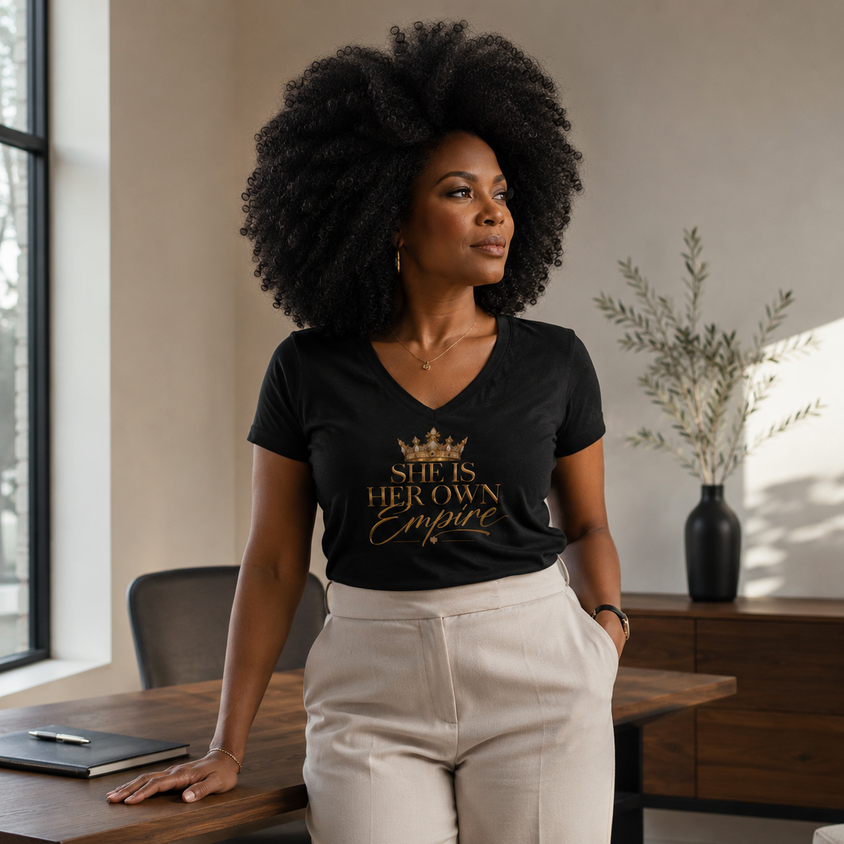 She Is Her Own Empire™ – V-Neck T-Shirt