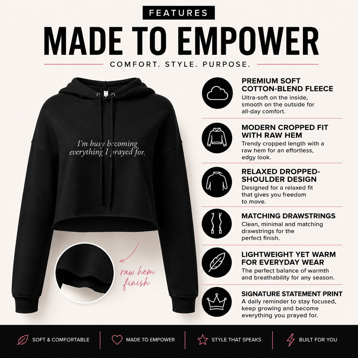 Becoming Her™ |  Premium Crop Hoodie