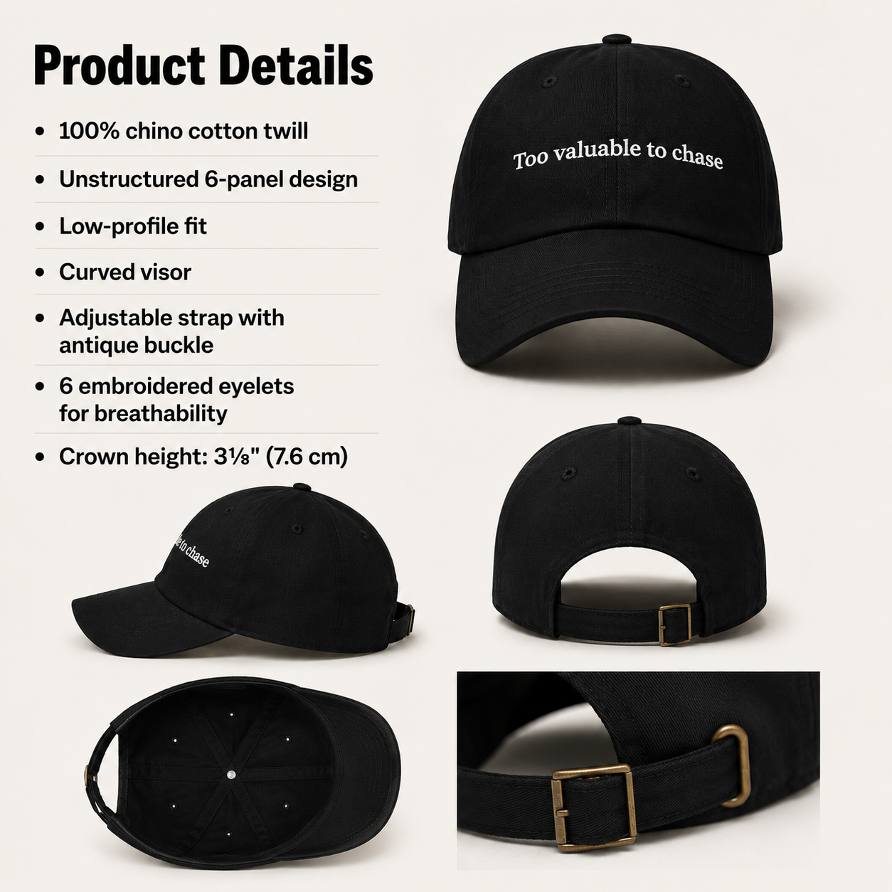 Too Valuable To Chase™ | Premium Cap